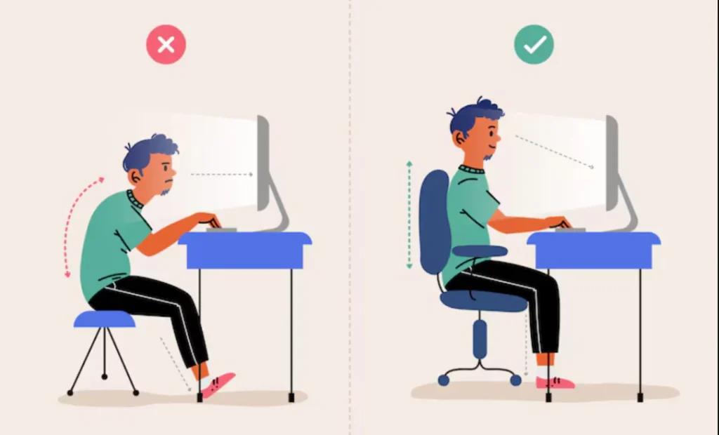 Tech Neck and Scapular Dysfunction: How Jacksonville Office Workers Can Stand Tall Again in 2026 Bad vs good office ergonomics workstation setup