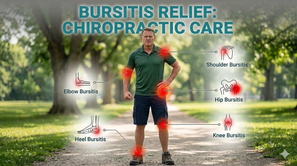 Common bursitis locations including shoulder, hip, knee, elbow and heel – chiropractic care at ChiroCure Health Center Jacksonville